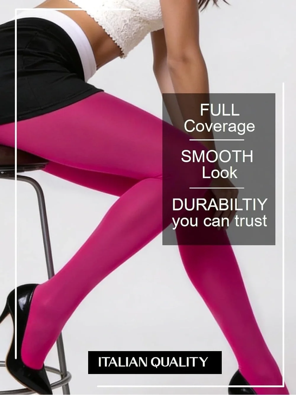 Mila Marutti - Women’s Hot Pink Opaque Tights Soft Stockings Pantyhose - Medium